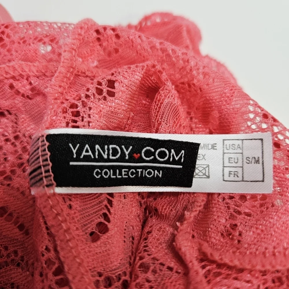 NEW Yandy Midnight Infatuation Lace Romper Teddy Sexy Tea Rose Pink S/M